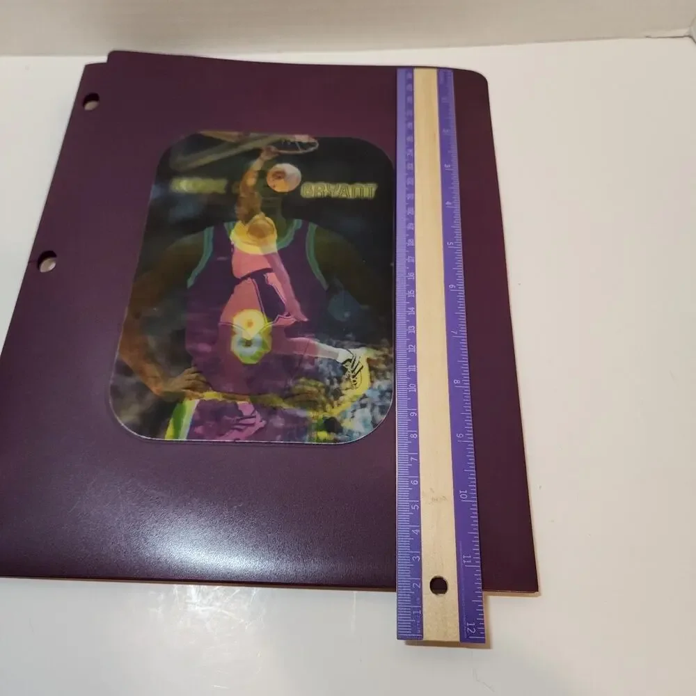Rare 3-D Kobe Bryant School Folder Cool Moves Plastic 3 Ring Item #55002 Purple